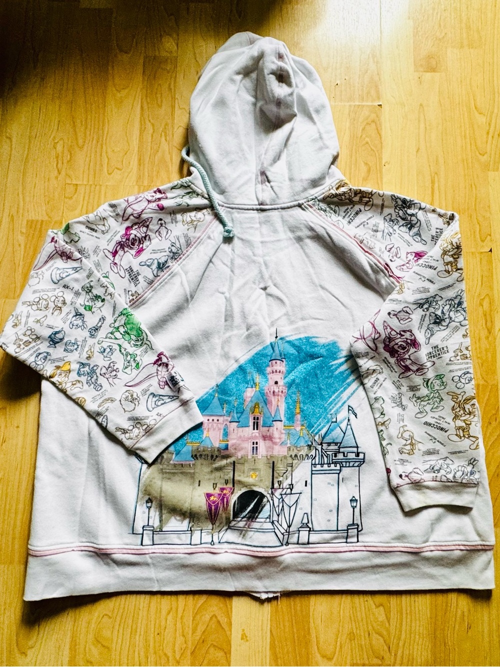 White Walt Disney World graphics.  Zip-Up Hoodie.